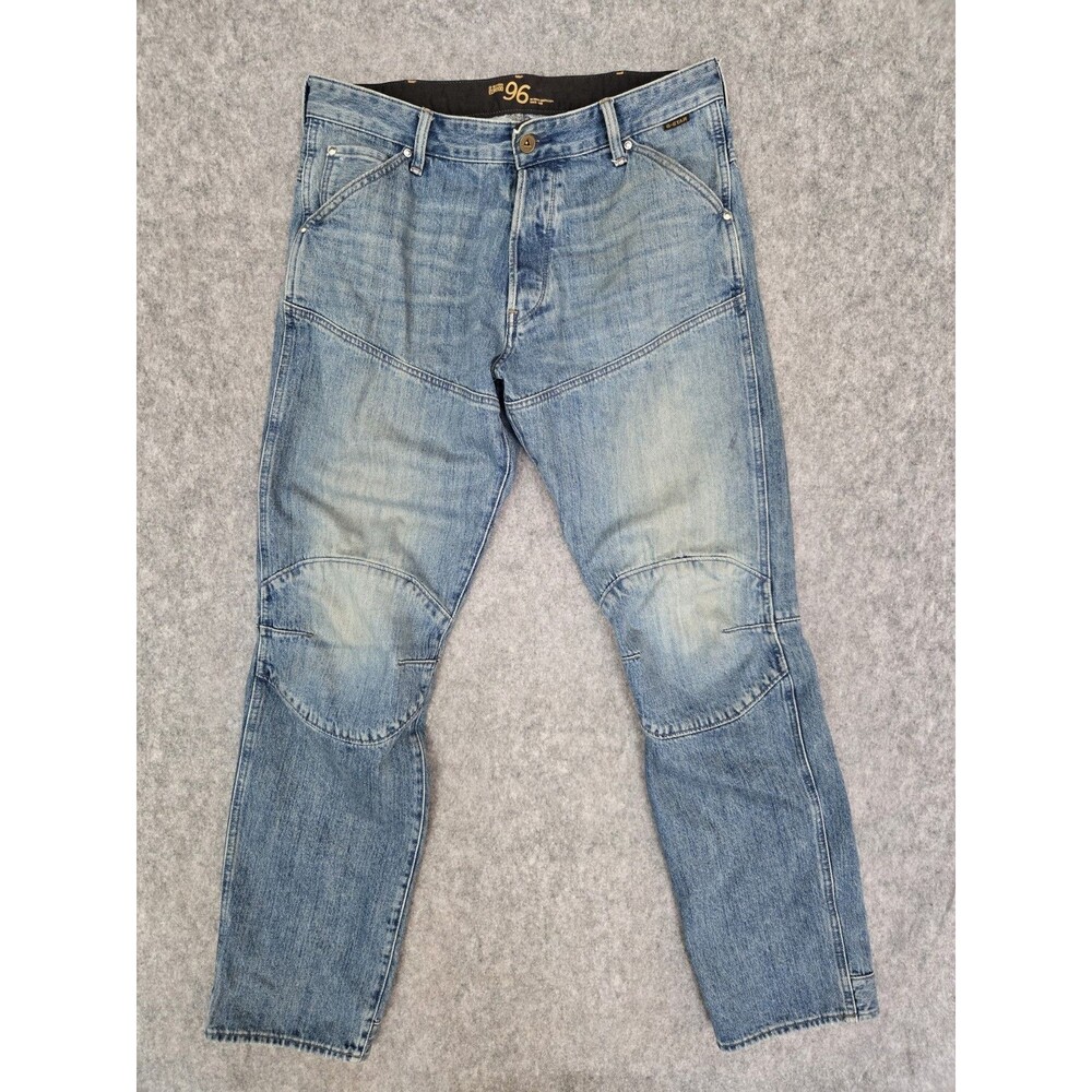 G Star Raw Jeans Men 34x34 Blue Elwood 5620 Double Knee Loose Light Wash 3D